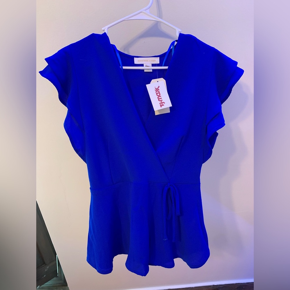 Royal Blue Ruffle Sleeve Shirt
